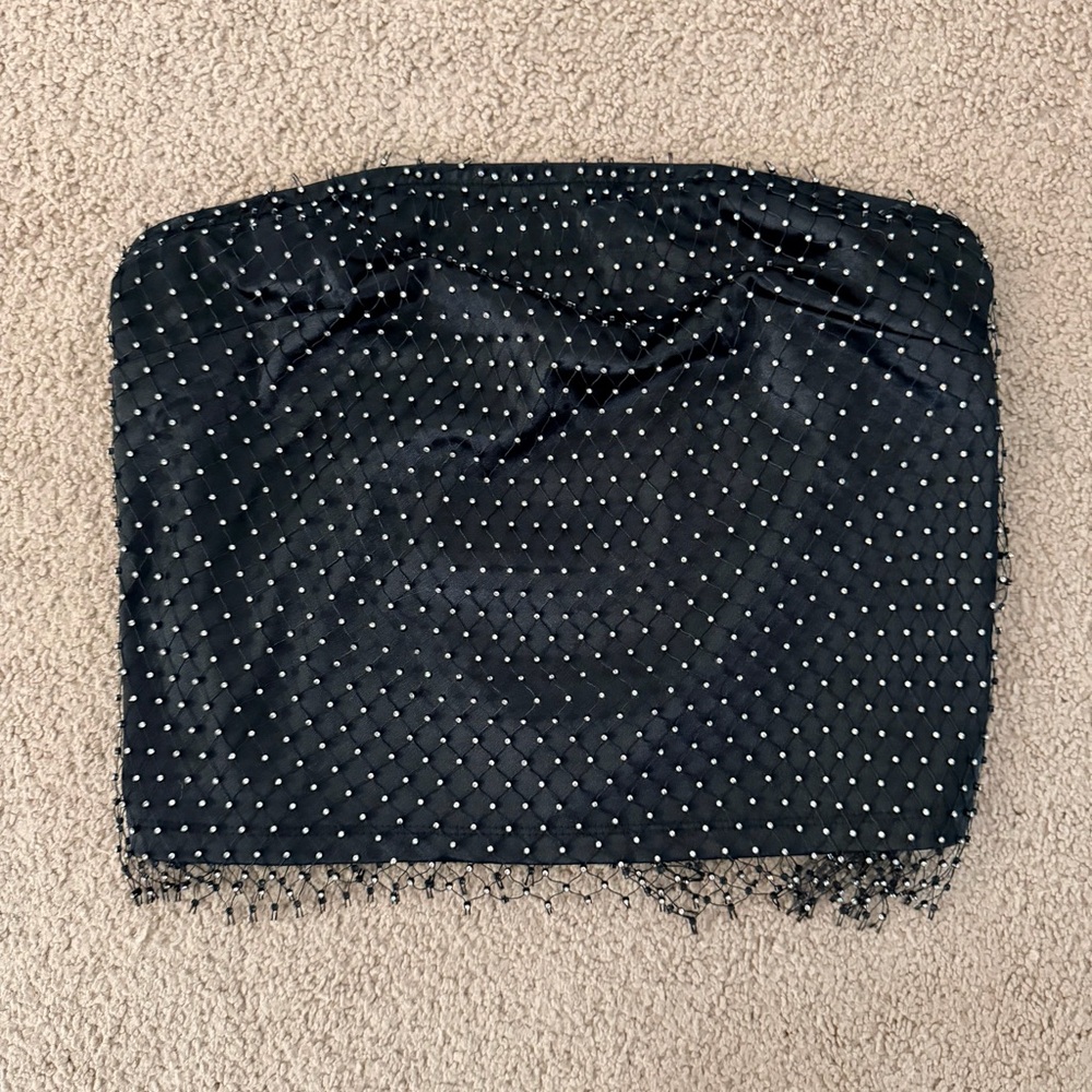 Elegant Black Beaded Women's Tube Top